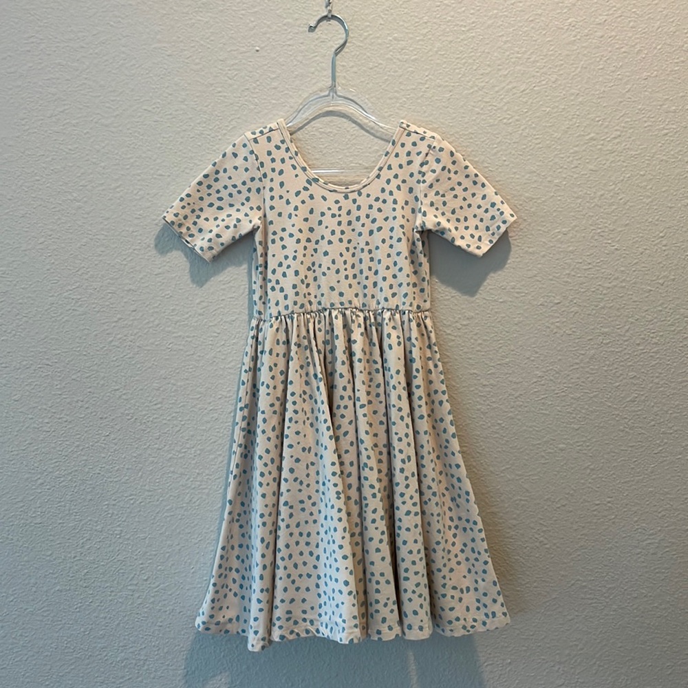 Alice + Ames short sleeve ballet dress pebble dot blue sz 7